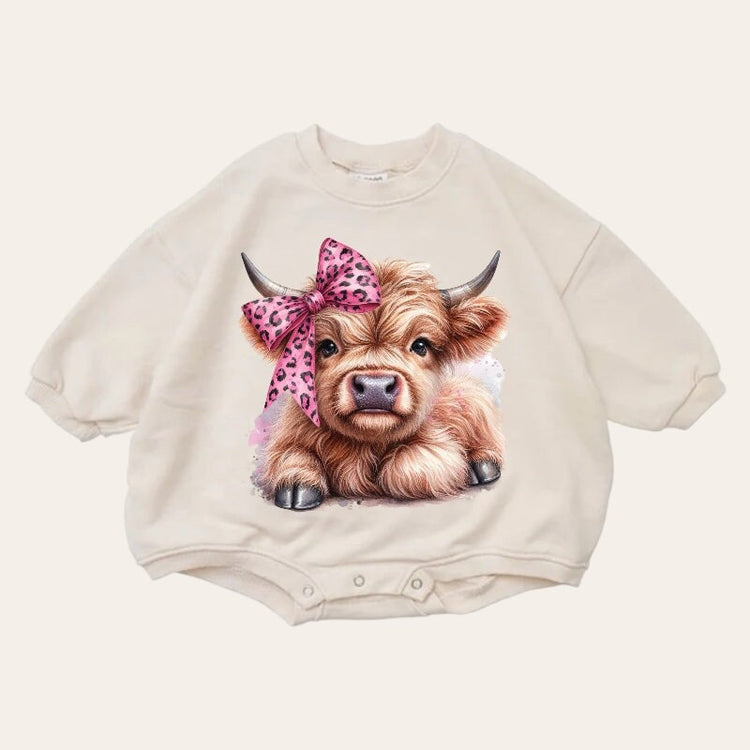 Western Highland cow baby Sweatshirt Romper / baby clothes / newborn sweat / baby girl / baby romper / baby gift / baby boy / infant