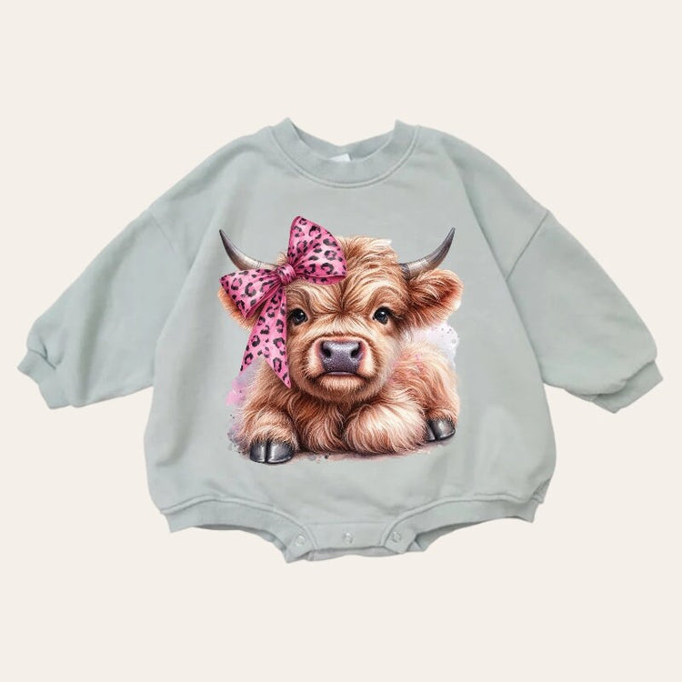 Western Highland cow baby Sweatshirt Romper / baby clothes / newborn sweat / baby girl / baby romper / baby gift / baby boy / infant