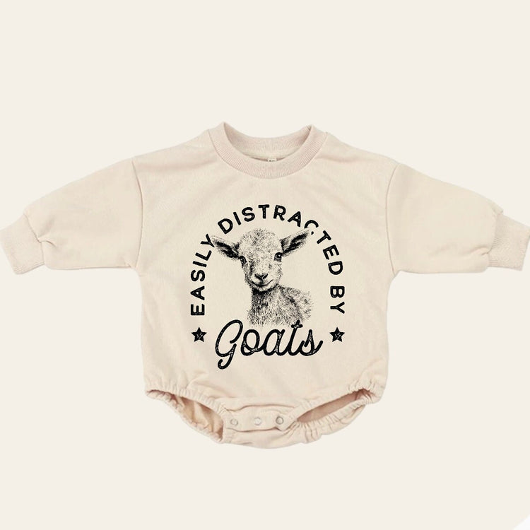 Goats Baby Sweatshirt Romper, baby romper, baby clothes, baby girl, baby boy, baby gift, newborn gift, western baby