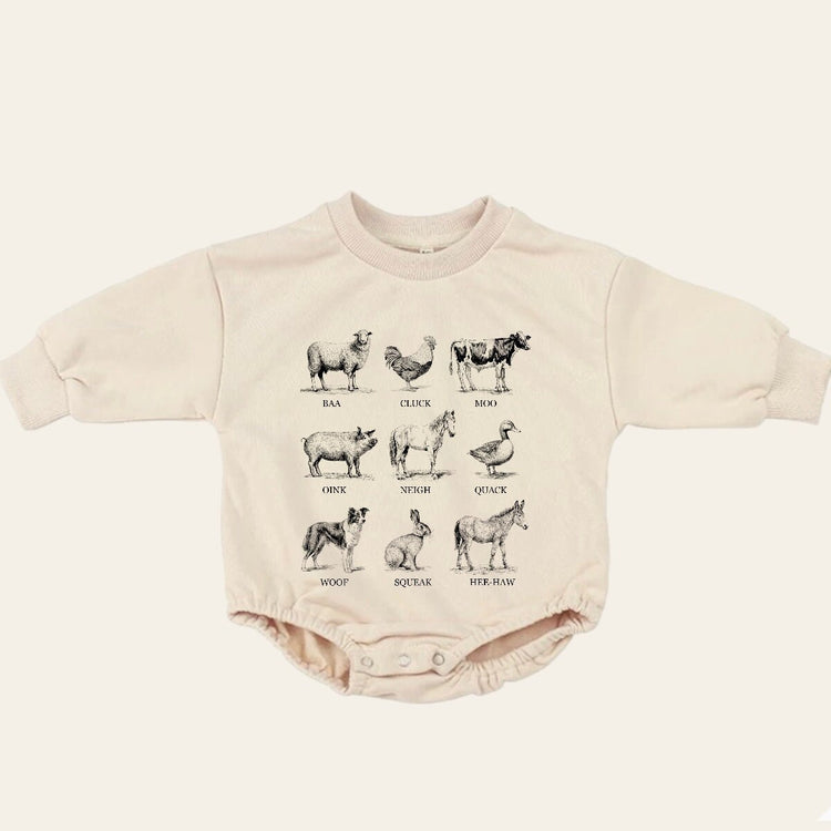 farm animals Baby Sweatshirt Romper, baby romper, baby clothes, baby girl, baby boy, baby gift, newborn gift, western baby