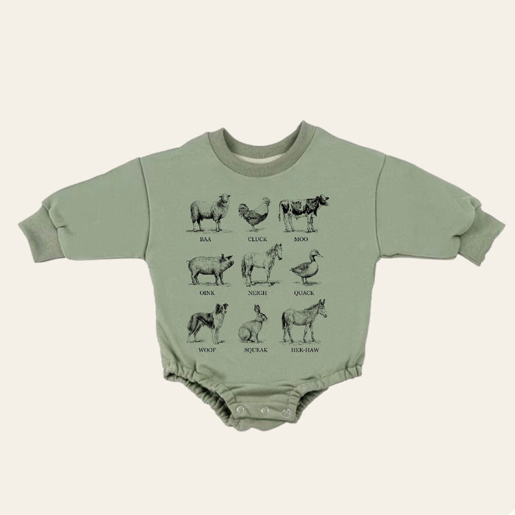farm animals Baby Sweatshirt Romper, baby romper, baby clothes, baby girl, baby boy, baby gift, newborn gift, western baby