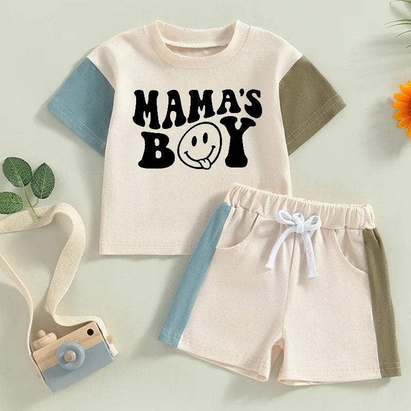 Retro color block toddler baby boy mama s boy outfit Hippo