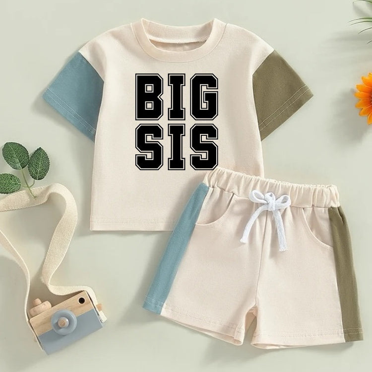 color block toddler and baby girl big sis outfit, infant outfit, baby shirt, baby girl , baby clothes, baby shower, gift baby gift, sister,