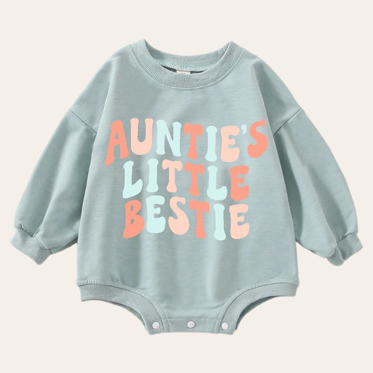 Retro Aunties little bestie Sweatshirt Romper, baby clothes, baby sweatshirt, bubble, baby girl gift, baby gift, baby shower, gift for aunt