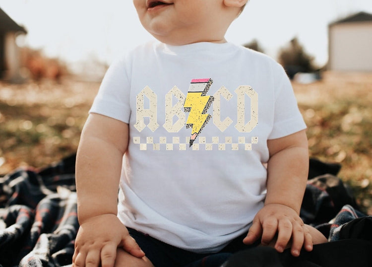 Baby and toddler t-shirts with abcd print
