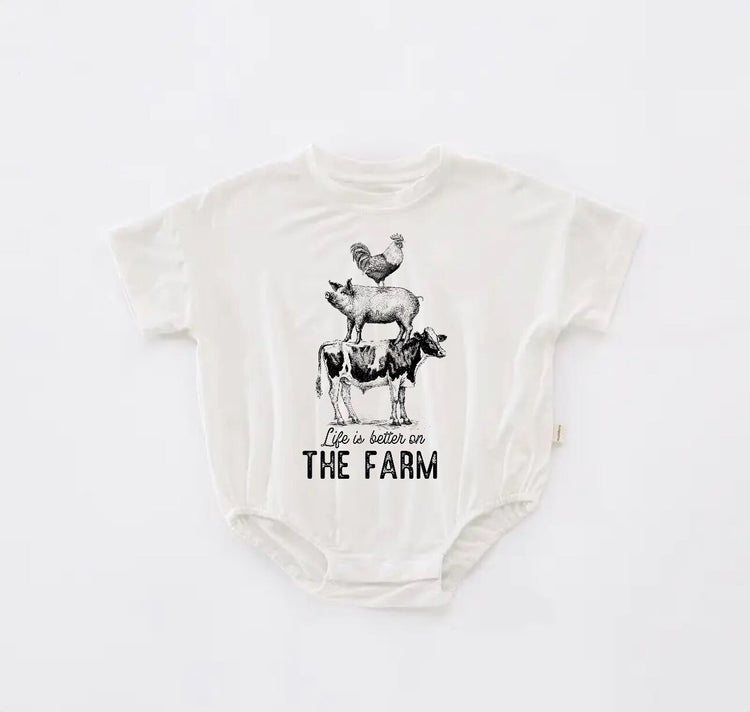On the farm Baby western t-shirt bubble ROMPER jumpsuit, infant clothes, baby western shirt, baby boy girl, baby shower gift, toddler