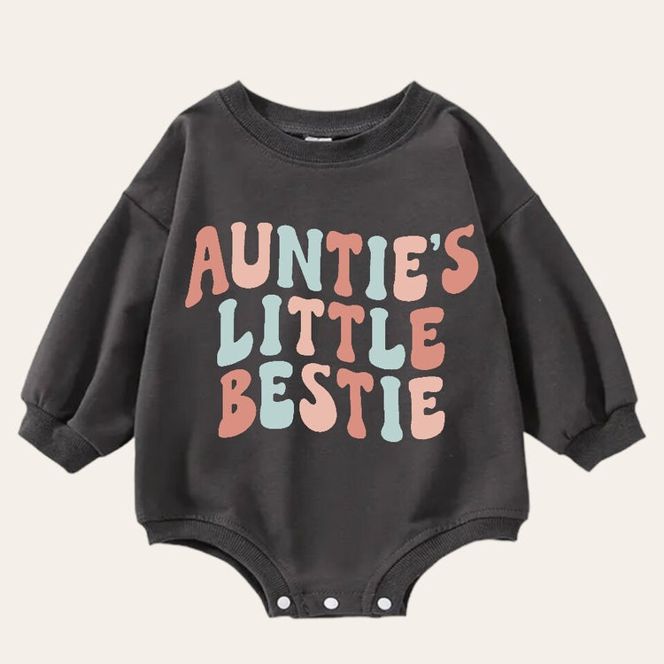 Retro Aunties little bestie Sweatshirt Romper, baby clothes, baby sweatshirt, bubble, baby girl gift, baby gift, baby shower, gift for aunt