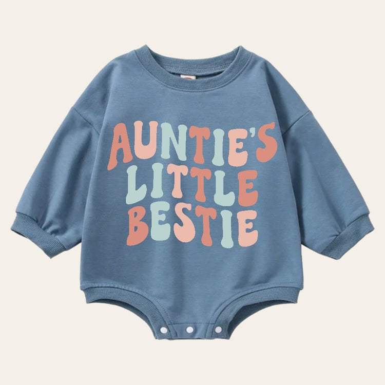 Retro Aunties little bestie Sweatshirt Romper, baby clothes, baby sweatshirt, bubble, baby girl gift, baby gift, baby shower, gift for aunt