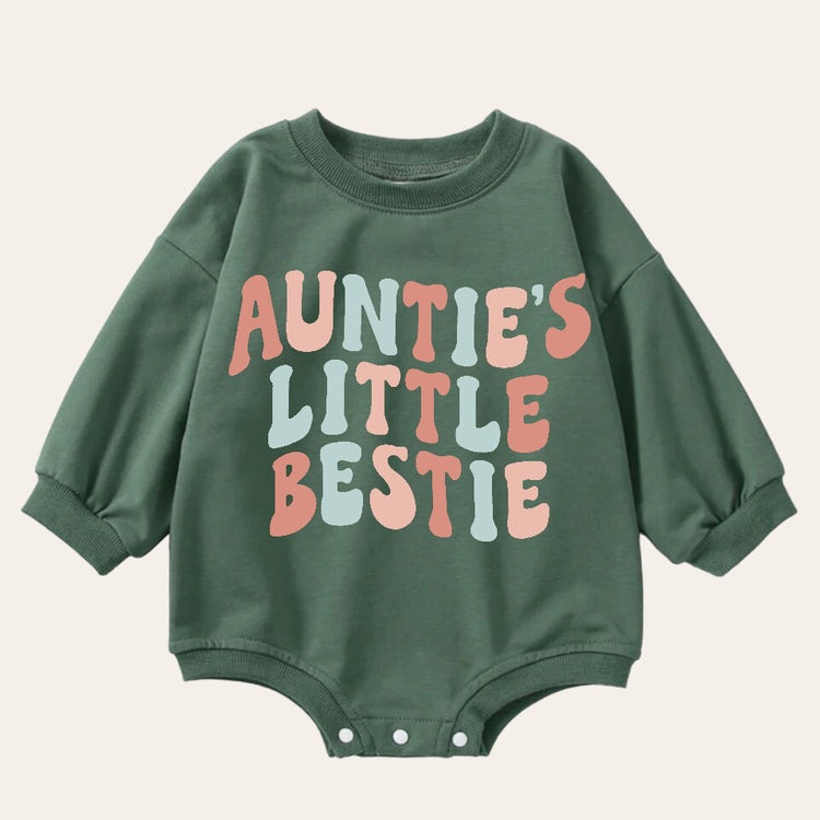 Retro Aunties little bestie Sweatshirt Romper, baby clothes, baby sweatshirt, bubble, baby girl gift, baby gift, baby shower, gift for aunt