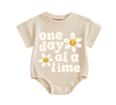 Baby romper tshirt bodysuit - One day at a time Hippo Boutique