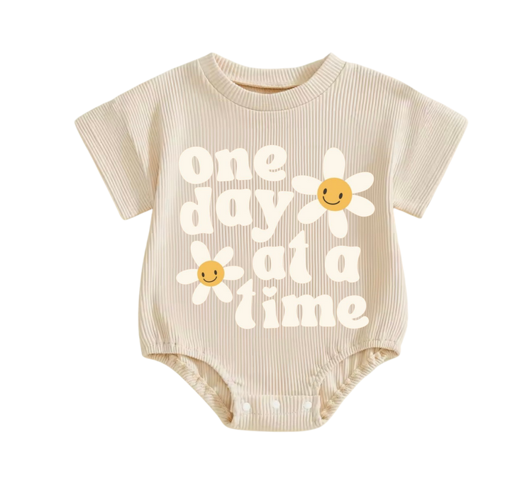 Baby romper tshirt bodysuit - One day at a time Hippo Boutique