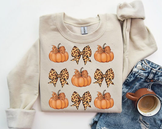 Pumpkin Leopard Bows Halloween Sweatshirts Hippo Boutique