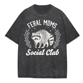 Oversized Acid Washed Raccoon T-Shirt - Feral Mom’s Social Club Hippo Boutique