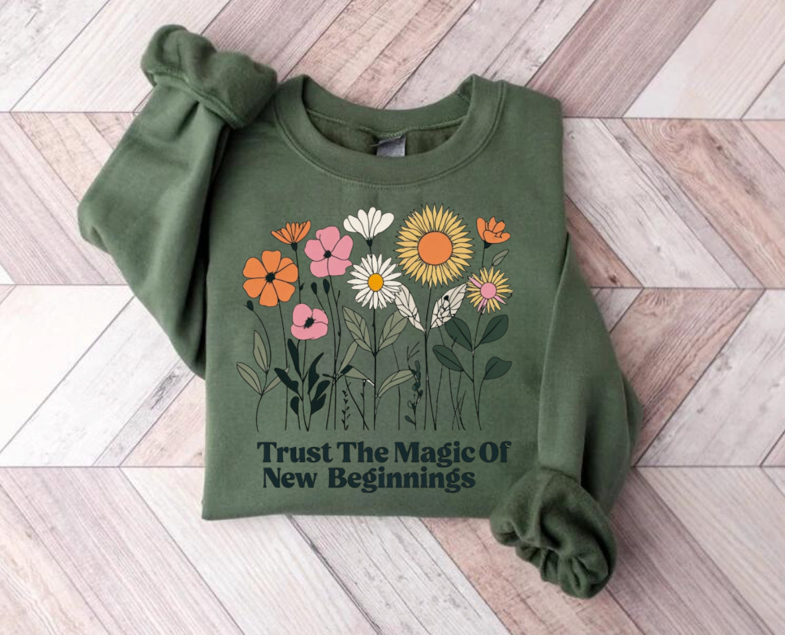 Wildflower Mama Bow Women’s Crewneck Sweatshirts Hippo Boutique