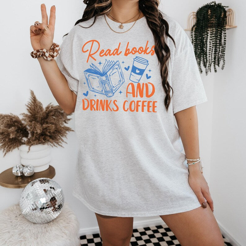 Read Books & Drink Coffee T-Shirts Hippo Boutique