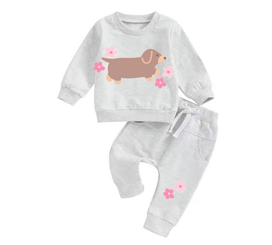 Baby Jogger Outfit - Dachshund Floral Hippo Boutique