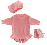 Personalized Baby Knit Romper Set Custom Name Embroidered Hippo Boutique