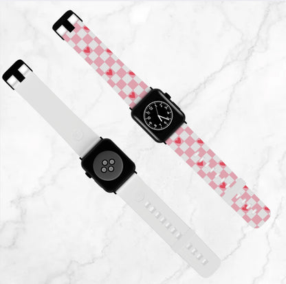 Apple Watch Band - Pink Checkered Hearts