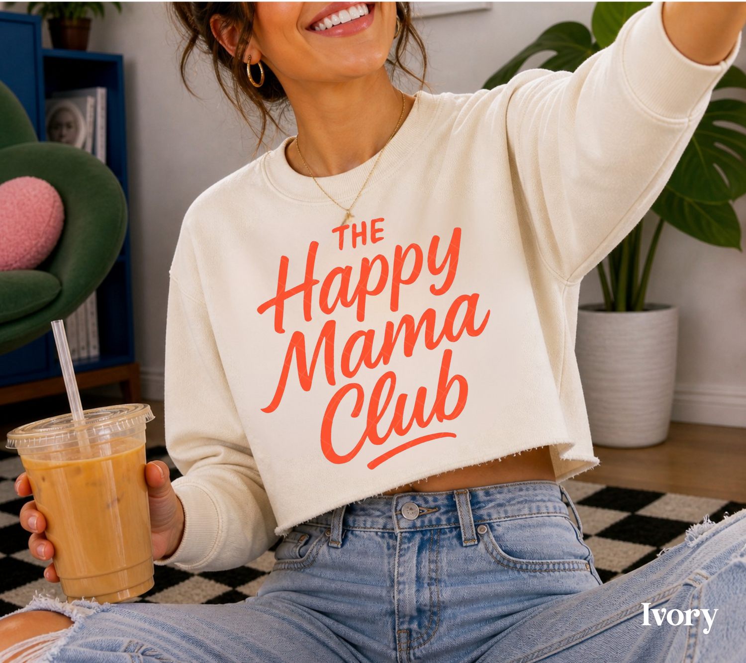 Cropped Sweatshirt - The happy mama club Hippo Boutique