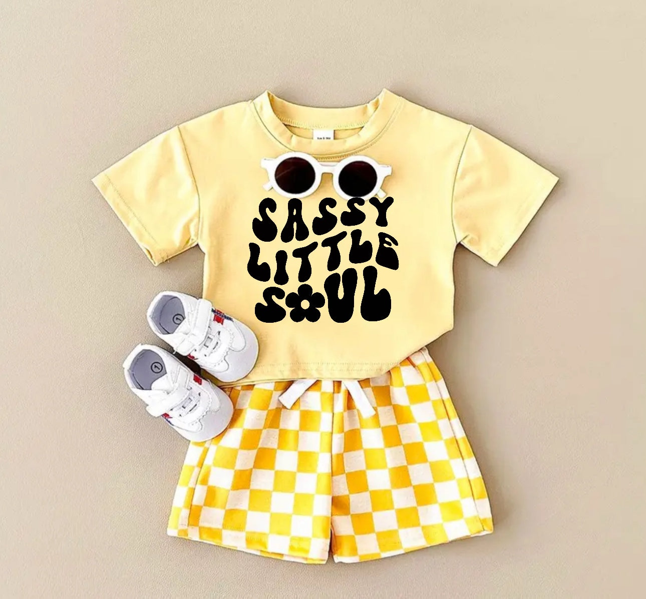 Sassy Little Soul T-Shirt & Checkered Shorts Set Hippo Boutique