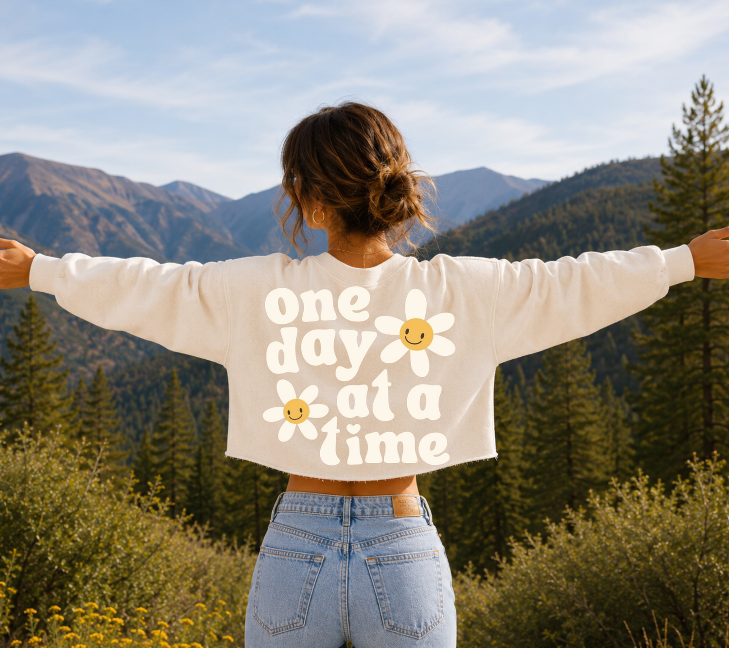 Cropped Sweatshirt - One day at a time Hippo Boutique