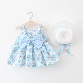 Floral Sleeveless Baby Dress with Sun Hat Hippo Boutique