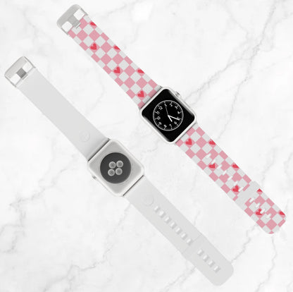 Apple Watch Band - Pink Checkered Hearts