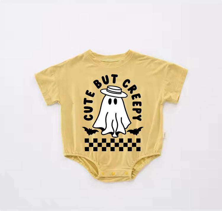 Baby Halloween t-shirt Bubble Romper - Cute but Creepy Ghost Hippo Boutique