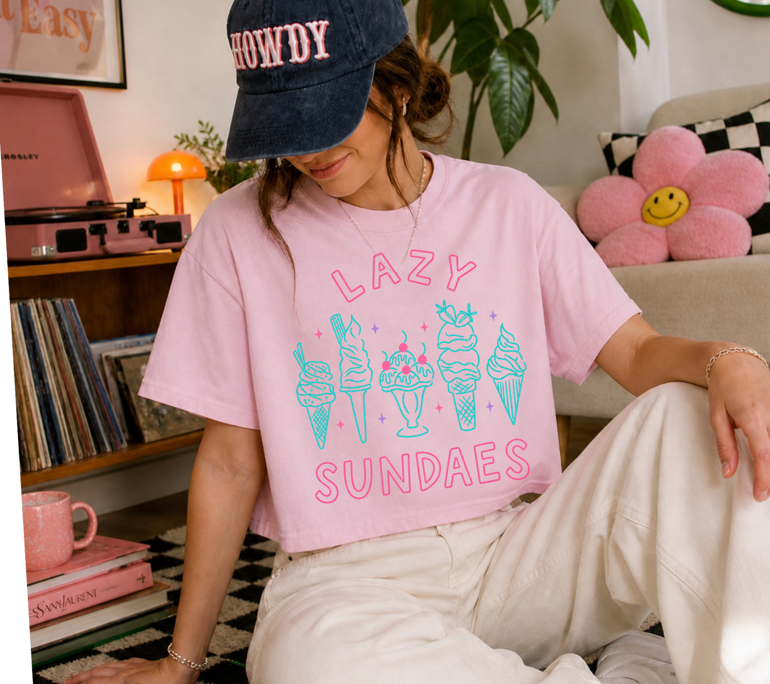Cropped Top & T-Shirts - Lazy Sundaes Hippo Boutique