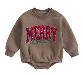 Merry Christmas fleece Baby Oversized christmas Sweatshirt Romper Hippo Boutique