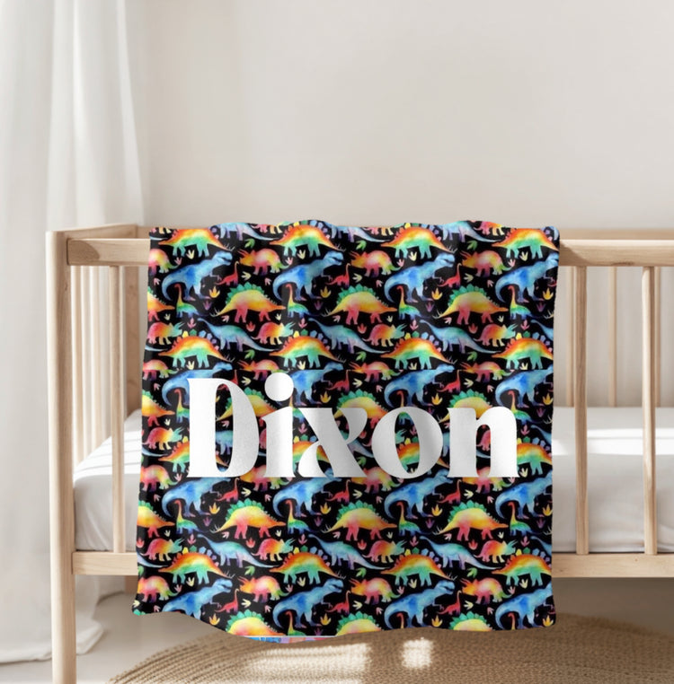 Dinosaur Baby Name Blanket Custom Hippo Boutique