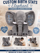 Personalized Baby Birth Stats Elephant – Custom Name & Newborn Keepsake Hippo Boutique