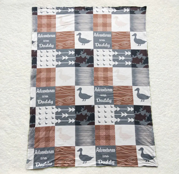 Adventures with daddy duck hunting Minky Baby Blanket Hippo Boutique
