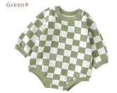 Checkered Print Sweatshirt Romper Hippo Boutique