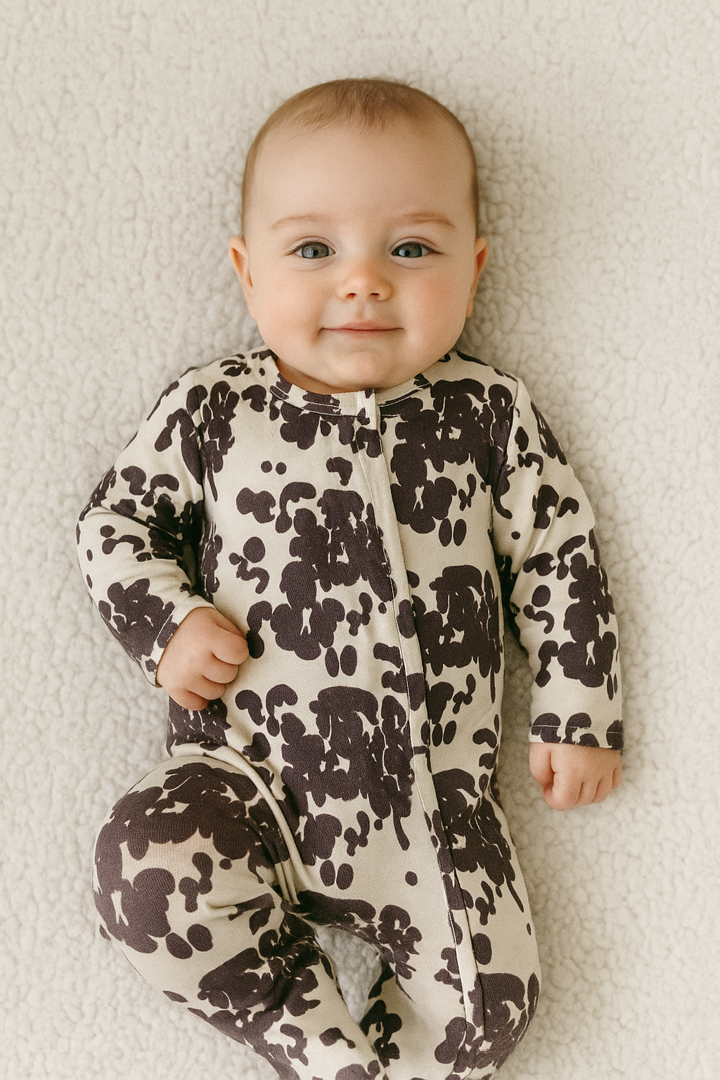 Baby Western Cow Print Cotton Romper zip up Bodysuit 