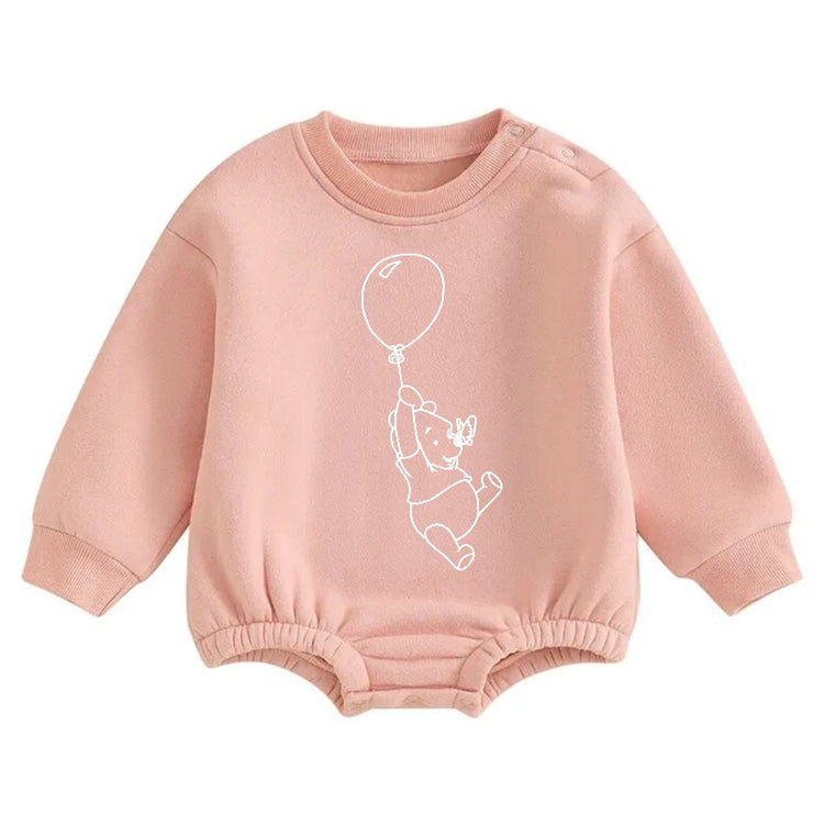 Soft warm fleece Baby Bear Balloon  Oversized Sweatshirt Romper Hippo Boutique