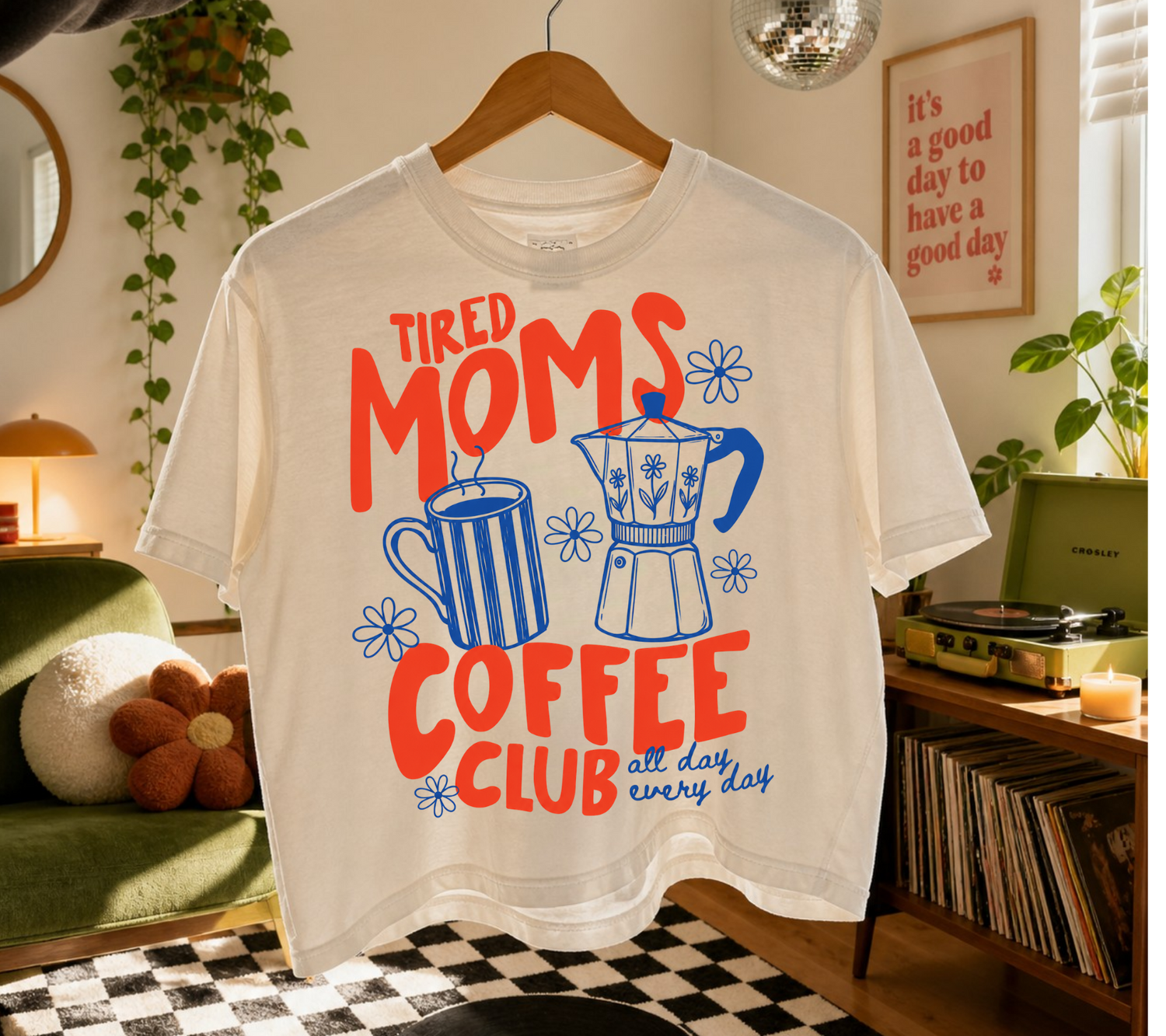 Cropped Top & T-Shirts - Tired Mom’s coffee club Hippo Boutique