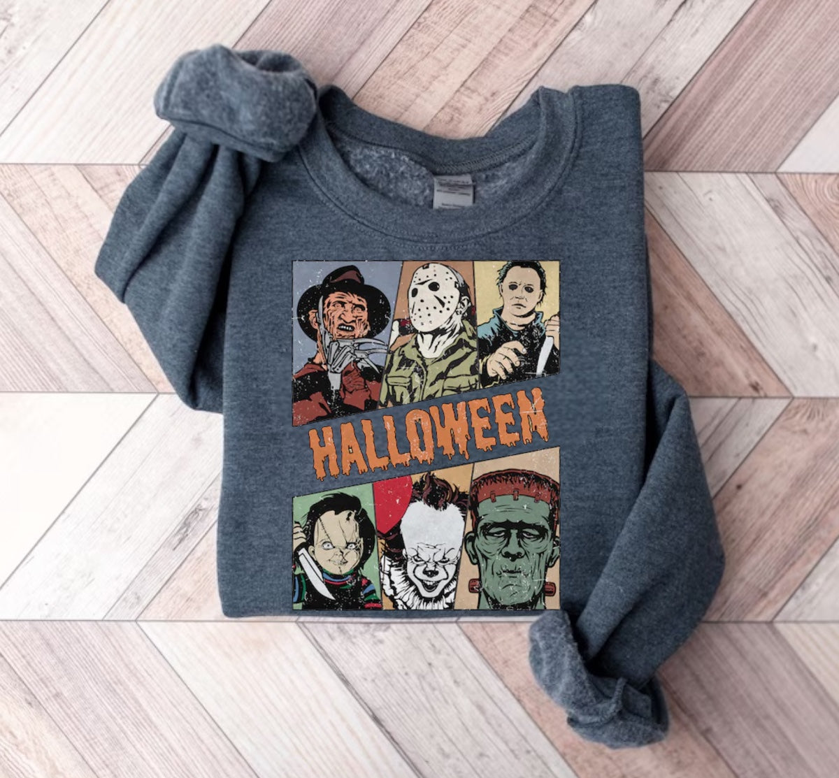 Halloween fleece crewneck Sweatshirts Horror Hippo Boutique