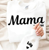 Custom Mama Sweatshirt with children’s name on sleeve Hippo Boutique