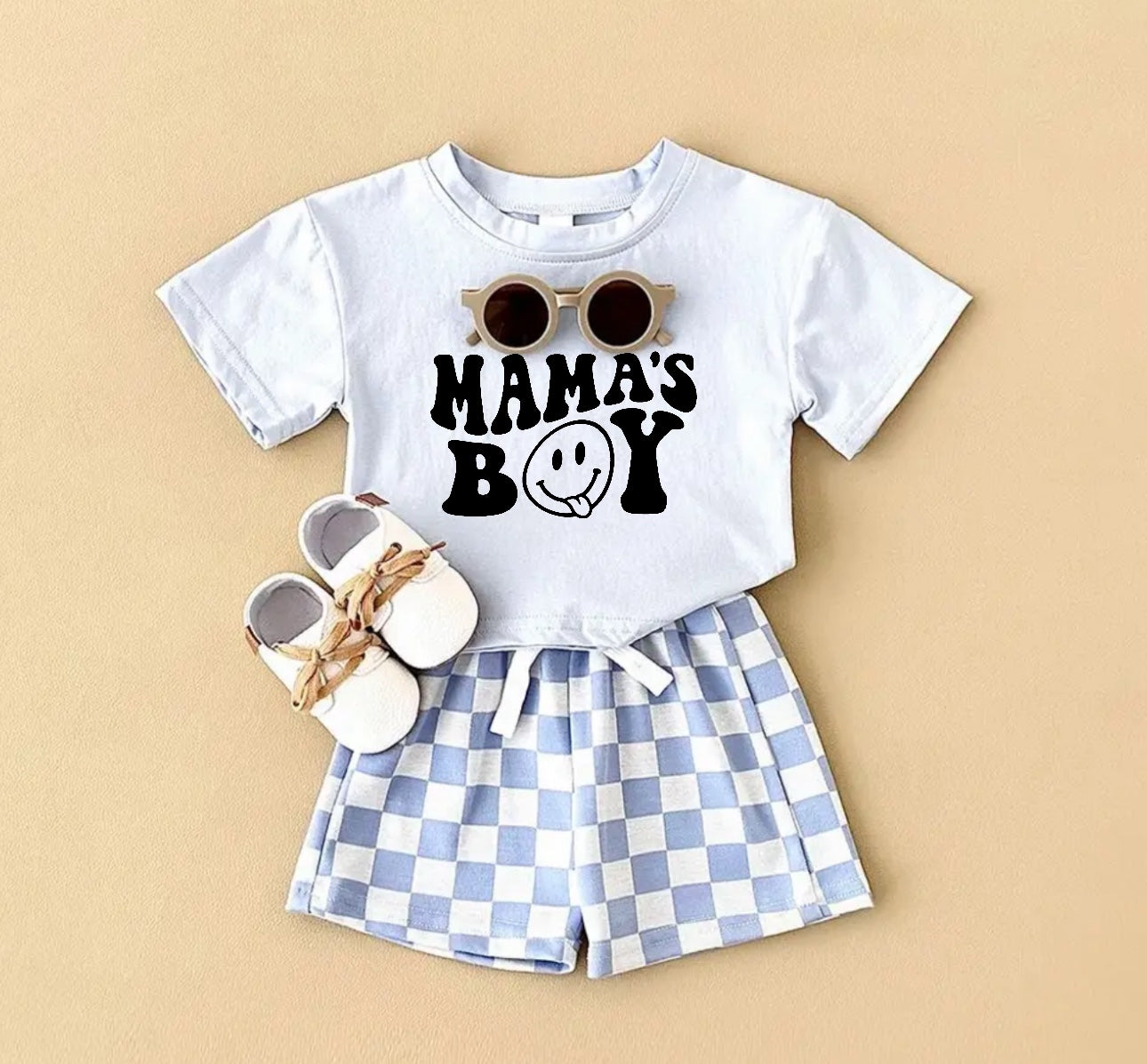 Mama’s Boy T-Shirt & Checkered Shorts Set Hippo Boutique