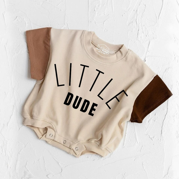 Little Dude baby Color Block T-Shirt Bubble Romper Hippo Boutique