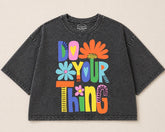 Oversized Washed Cropped T-Shirts - Do your thing Hippo Boutique