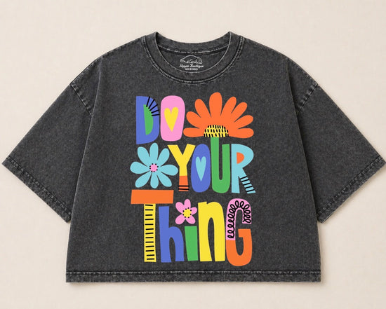 Oversized Washed Cropped T-Shirts - Do your thing Hippo Boutique