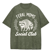 Oversized Acid Washed Raccoon T-Shirt - Feral Mom’s Social Club Hippo Boutique
