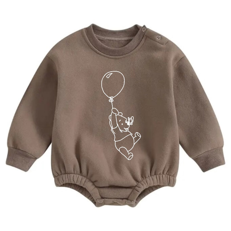 Soft warm fleece Baby Bear Balloon  Oversized Sweatshirt Romper Hippo Boutique