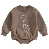 Soft warm fleece Baby Bear Balloon  Oversized Sweatshirt Romper Hippo Boutique