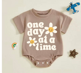 Baby romper tshirt bodysuit - One day at a time Hippo Boutique