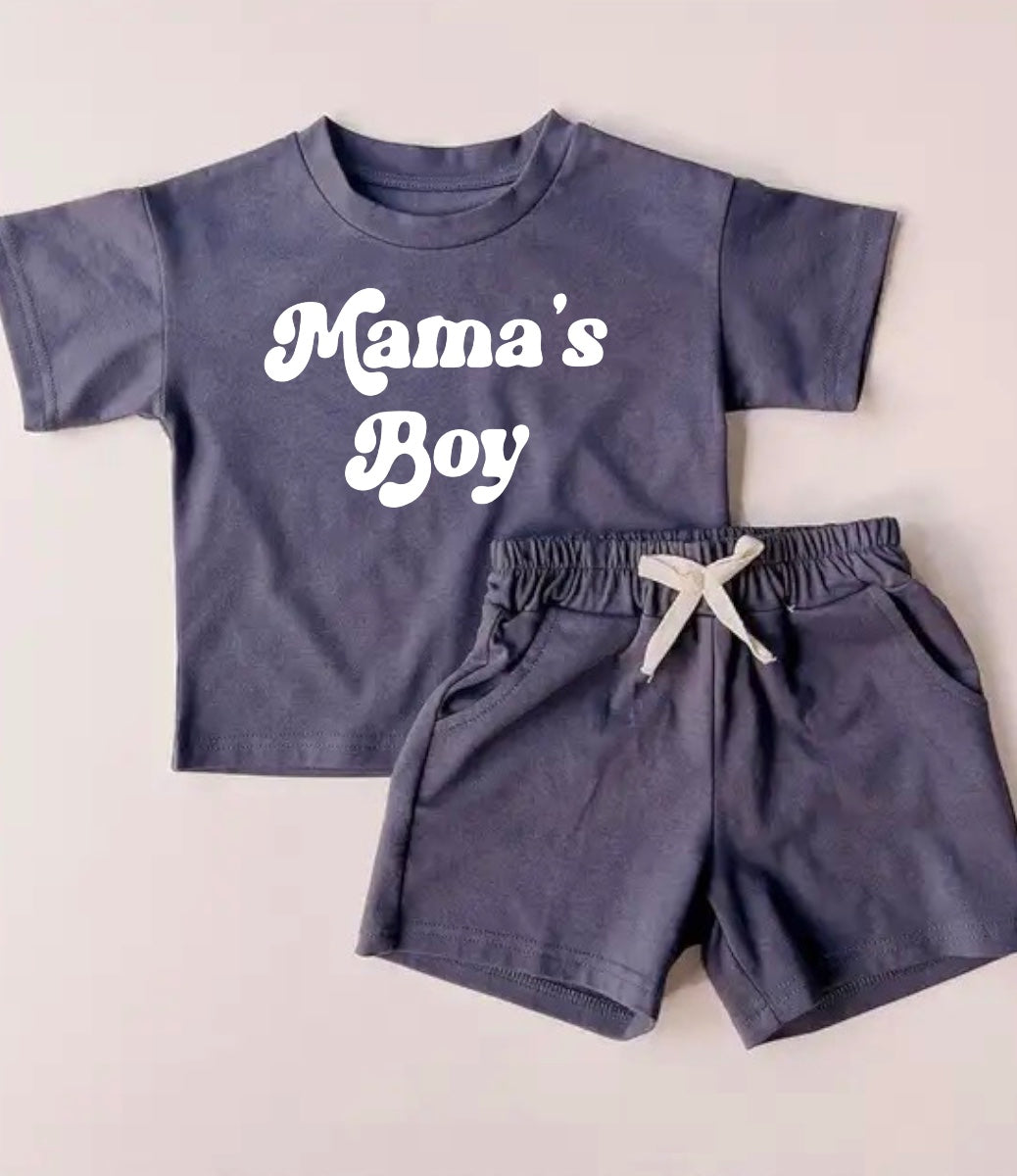 Mama’s Boy Baby Boy T-Shirt & Shorts outfit Hippo Boutique