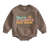 Soft warm fleece oversized Romper - Here comes the sun Hippo Boutique