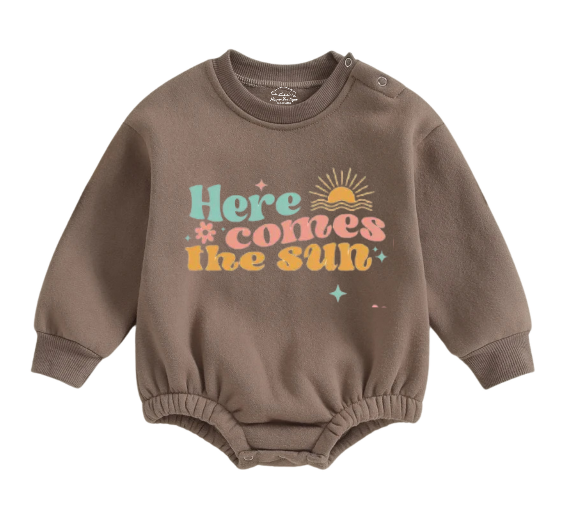 Soft warm fleece oversized Romper - Here comes the sun Hippo Boutique